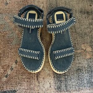 Dolce Vita Denim-Style Navy Whipstitch Sandals